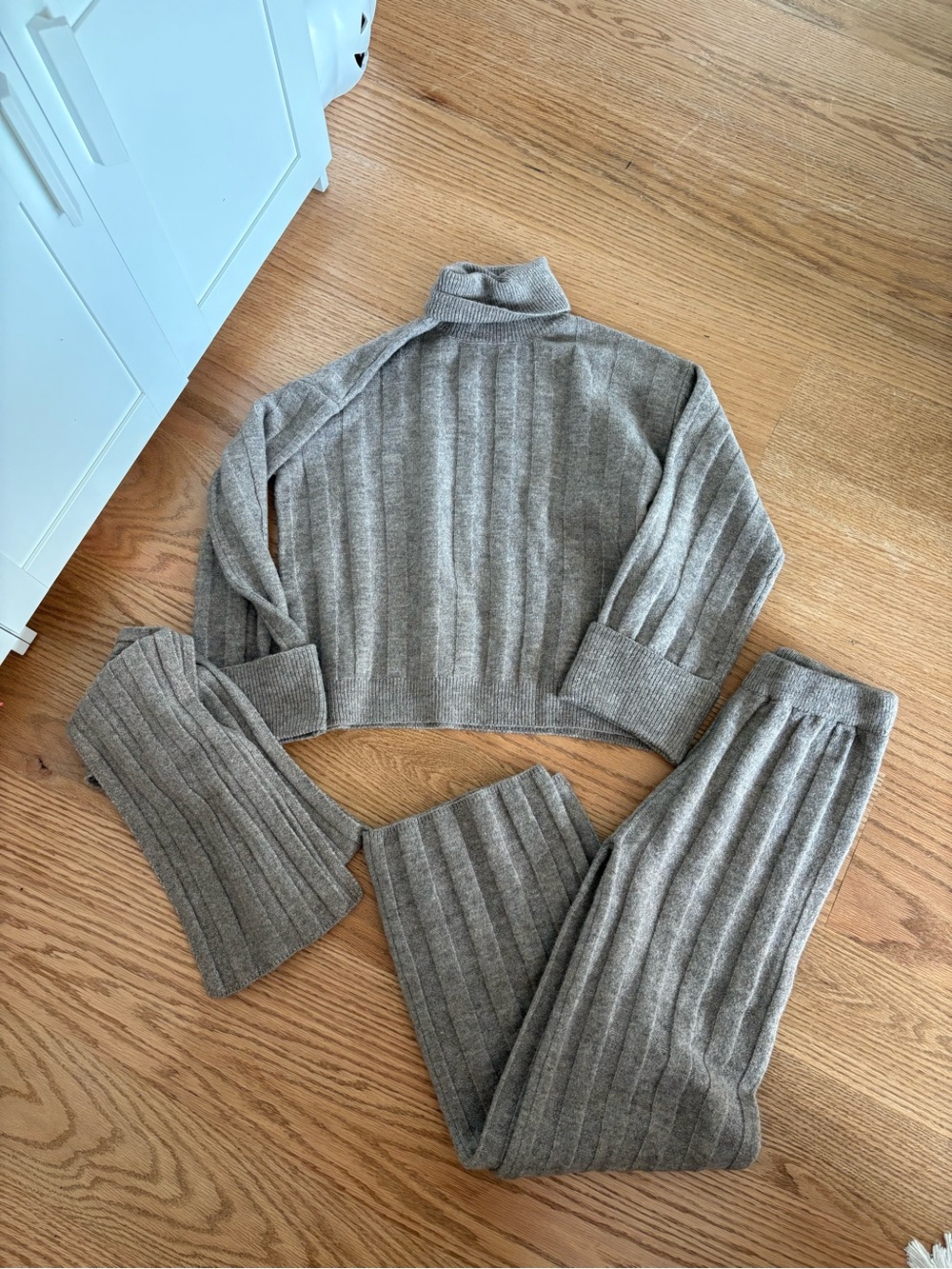 3 piece Cozy Ribbed Sweater Set - Taupe